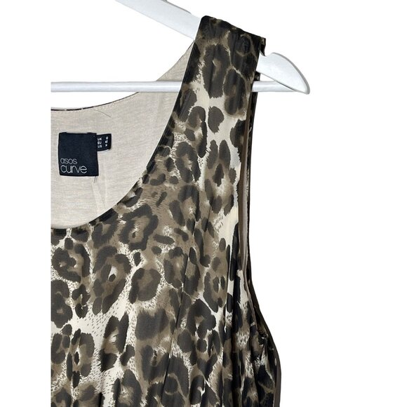 ASOS Curve Leopard Print Maxi Dress Size 14 - Picture 5 of 12